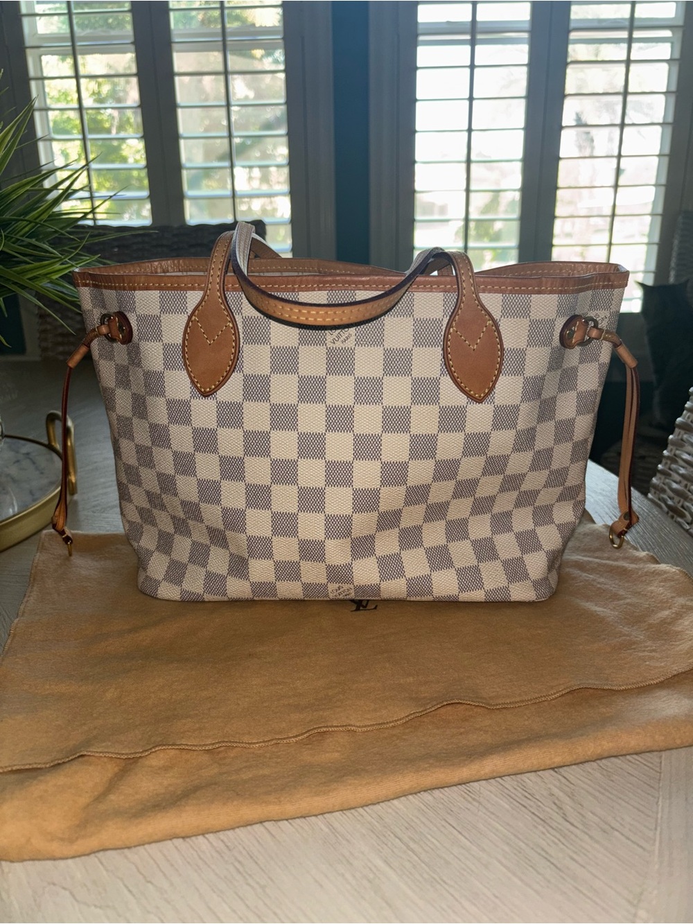 Louis Vuitton Damier Azur Canvas Tote with Vachetta Trim